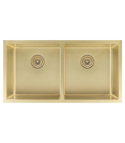 Zalo Double Kitchen Sink 855mm - Brushed Brass