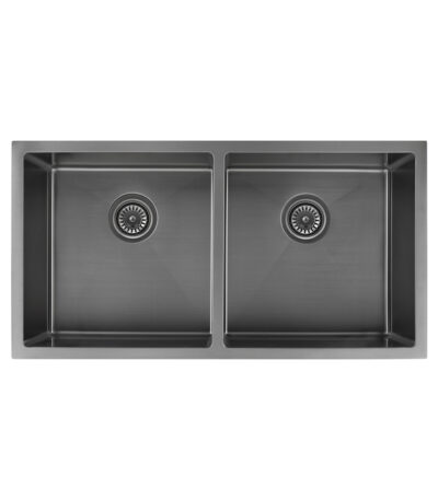 Zalo Double Kitchen Sink 855mm - Brushed Gunmetal