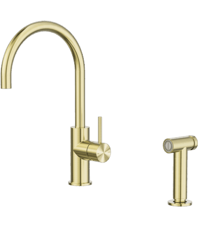 Zen SS316L Kitchen Mixer With Hand Spray Brushed Gold | NR162208BG