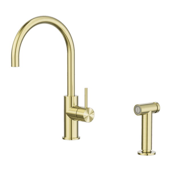 Zen SS316L Kitchen Mixer With Hand Spray Brushed Gold | NR162208BG