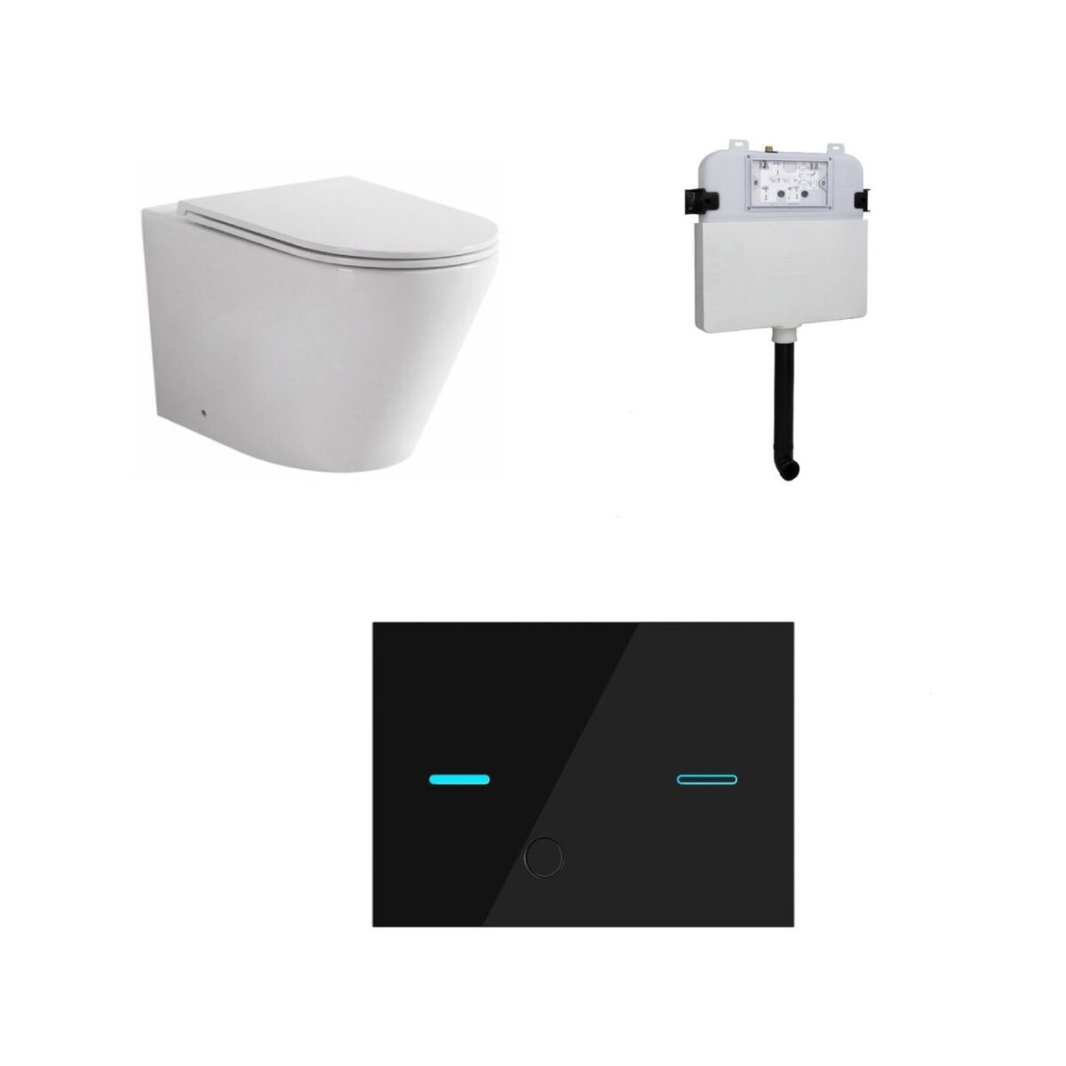 Zero-Venus Touchless Concealed Cistern & Venus Pan With Touchless Glass BLACK Sensor Button - Image 1