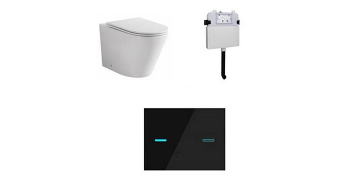Zero-Java Touchless Concealed Cistern & Java Pan With Touchless Glass BLACK Sensor Button - Image 1