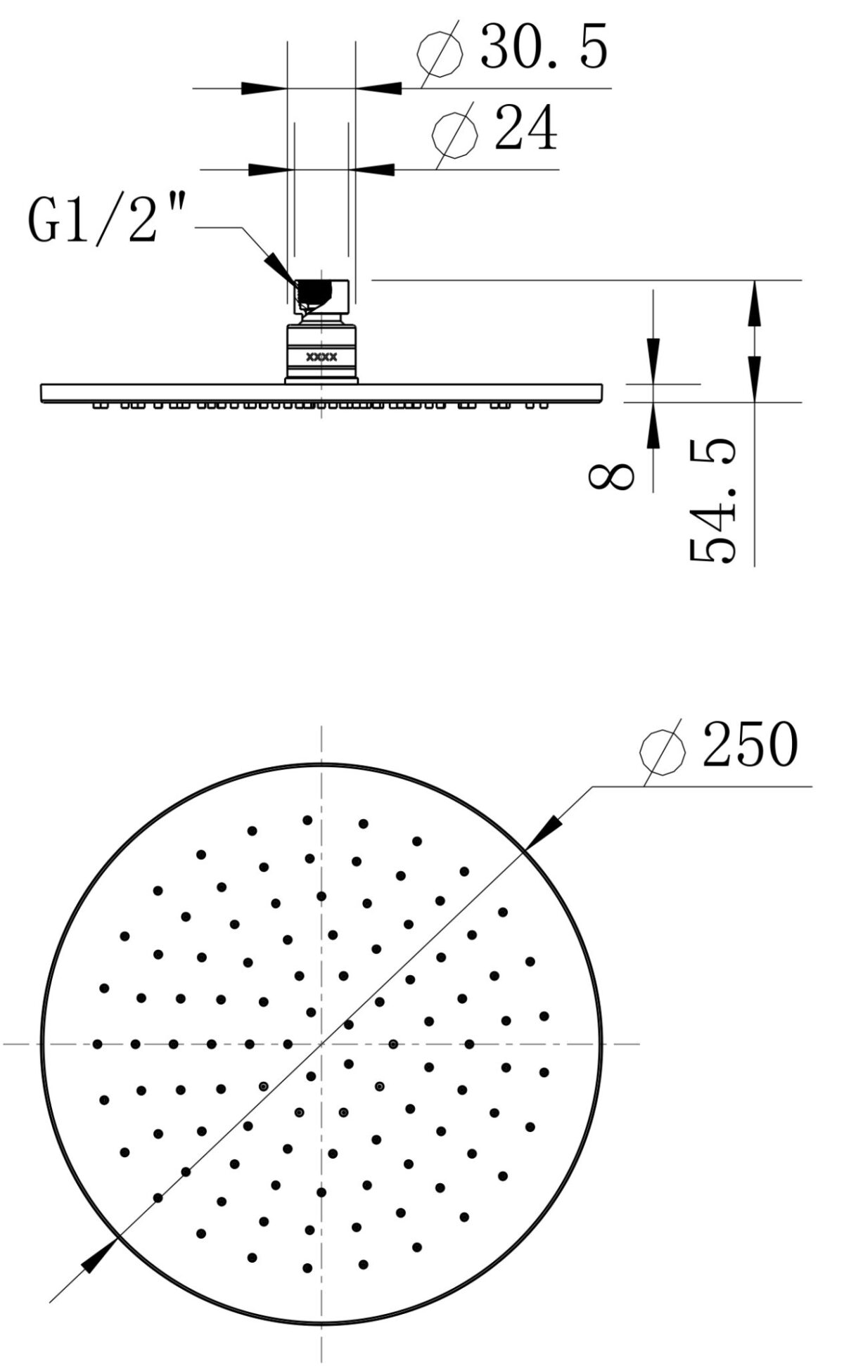 Brass Round Shower Head 250mm - Image 12
