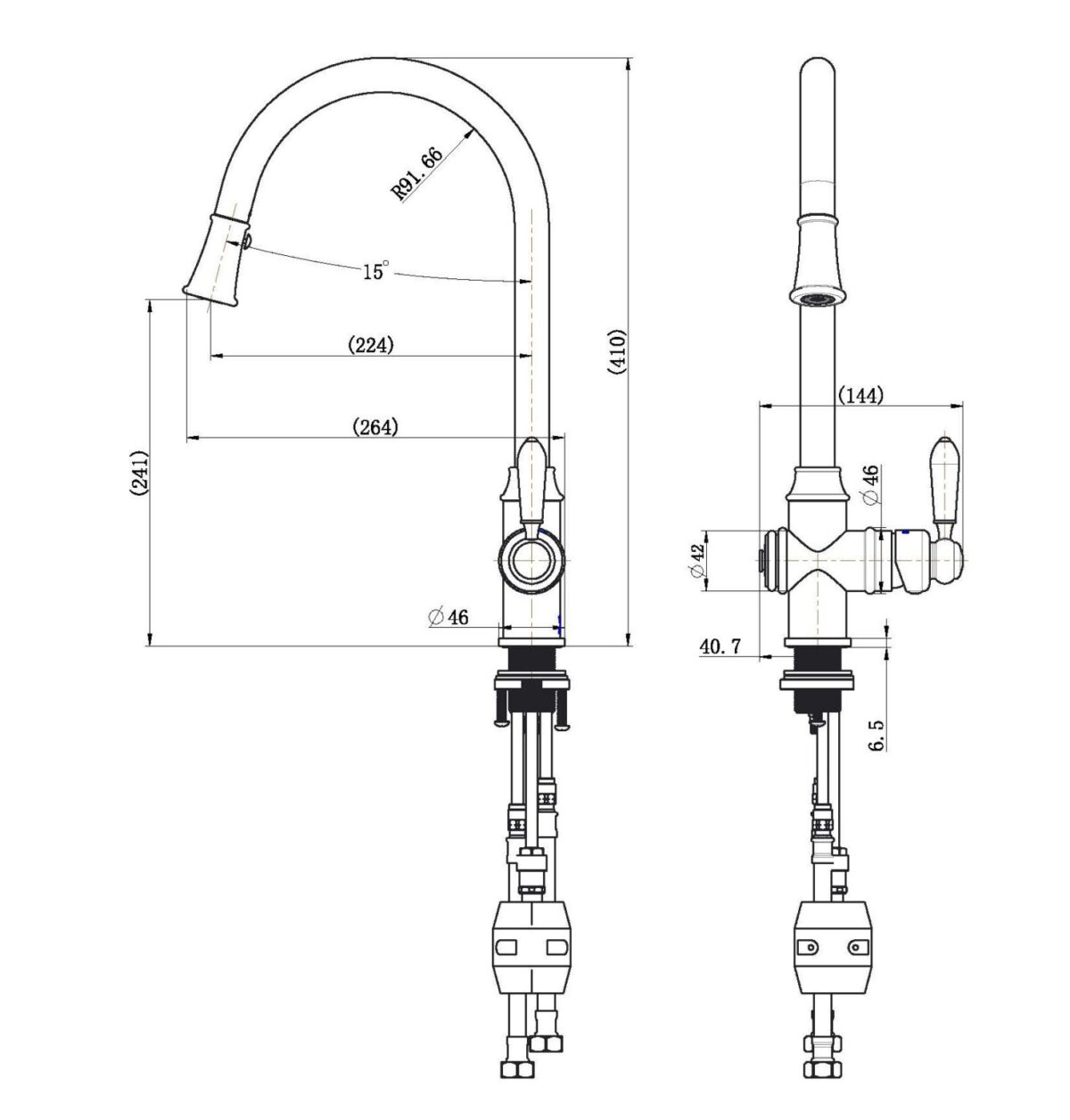 Bordeaux Pull-Out Kitchen Mixer - Image 2