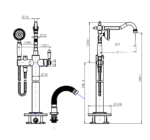 Bordeaux Freestanding Bath Mixer with Hand Shower - Image 5