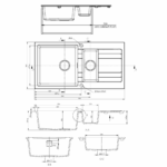 Ria One & Quarter Left Hand Bowl Granite Sink with Drainer 30L+8L - Image 3