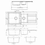Ria One & Half Right Hand Bowl Granite Sink with Drainer 30L+18L - Image 2