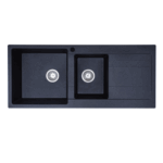 Ria One & Half Left Hand Bowl Granite Sink with Drainer 30L+18L