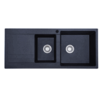 Ria One & Half Right Hand Bowl Granite Sink with Drainer 30L+18L