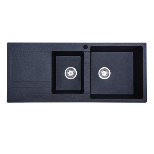 Ria One & Half Right Hand Bowl Granite Sink with Drainer 30L+18L