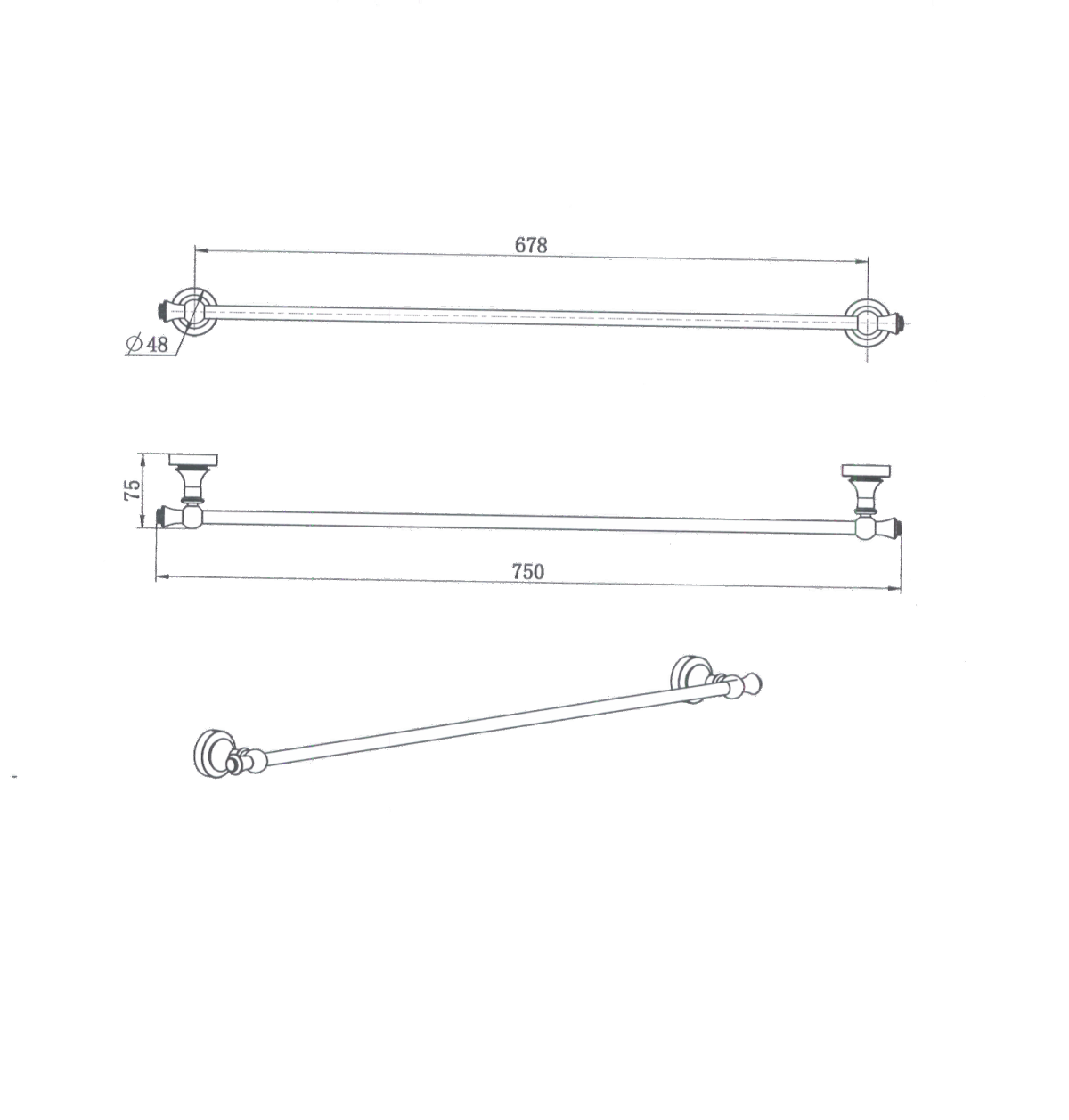 Medoc Single Towel Rail 750mm - Image 6