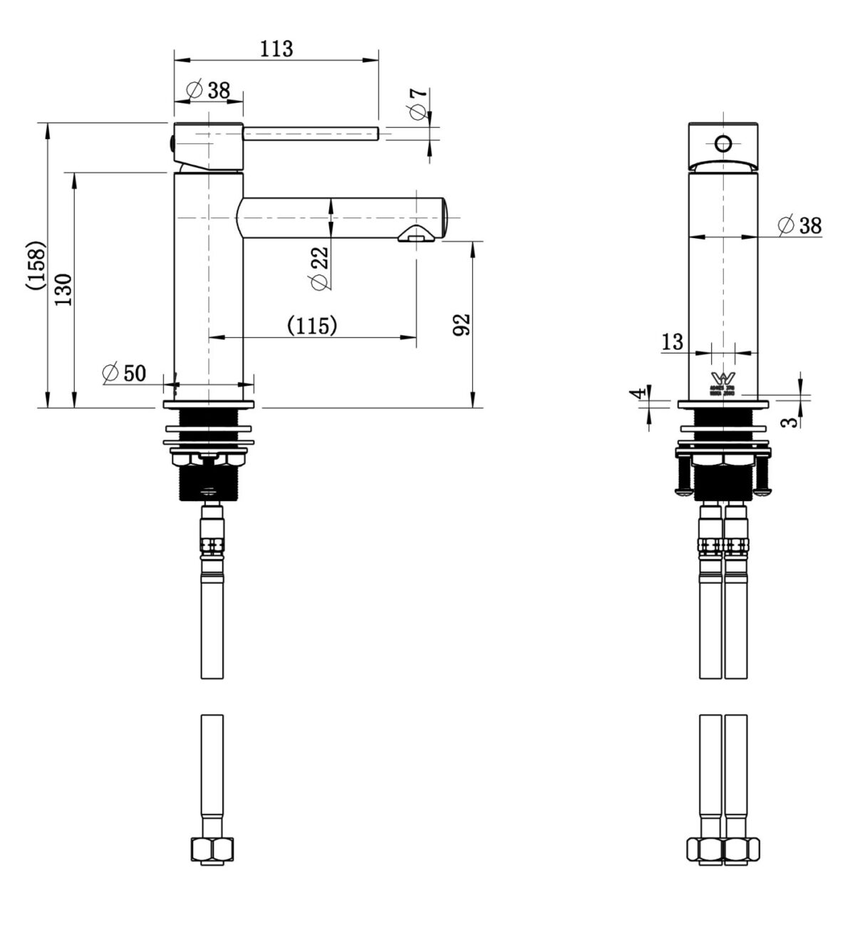 Star Mini Basin Mixer With Knurled Handle - Image 6