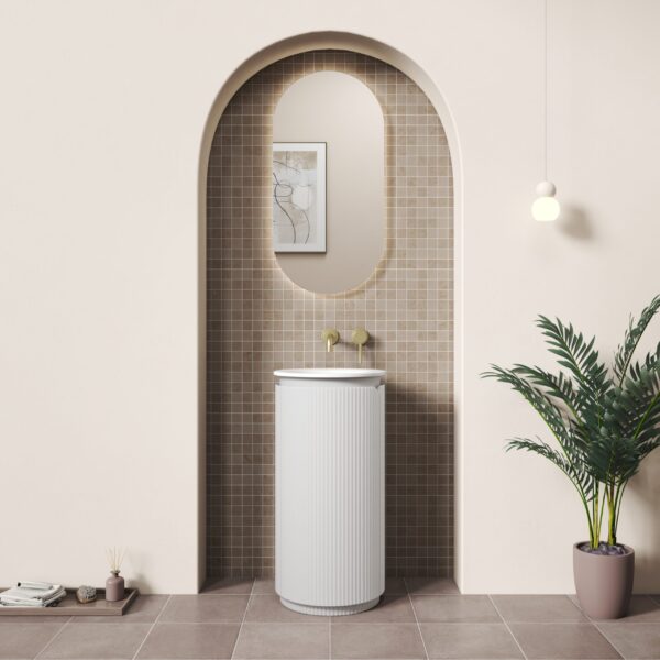 Civaro Floor Standing Matte White Pillar Cabinet
