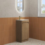Mini Hartelle Fluted Floor Standing Harvest Oak Cabinet - Image 2