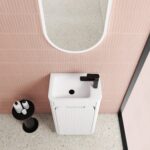 Mini Hartelle Fluted Floor Standing Matte White Cabinet - Image 3