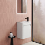 Mini Hartelle Fluted Wall Hung Matte White Cabinet - Image 3