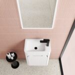 Mini Hartelle Fluted Wall Hung Matte White Cabinet - Image 4