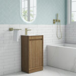 Mini Ravia Fluted Floor Standing Harvest Oak Cabinet - Image 3