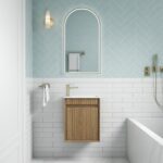 Mini Ravia Fluted Wall Hung Harvest Oak Cabinet