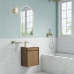 Mini Ravia Fluted Wall Hung Harvest Oak Cabinet - Image 2