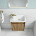 Mini Ravia Fluted Wall Hung Harvest Oak Cabinet - Image 4