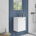 Mini Ravia Fluted Wall Hung Matte White Cabinet - Image 3