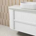 Ramee Fluted Wall Hung 1500mm Matte White Cabinet - Image 3