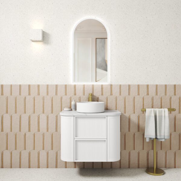 Ramee Fluted Wall Hung 750mm Matte White Cabinet