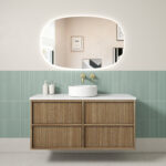 Venetta Fluted Framed Wall Hung 1200mm Harvest Oak Cabinet