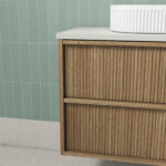 Venetta Fluted Framed Wall Hung 1500mm Harvest Oak Cabinet - Image 3