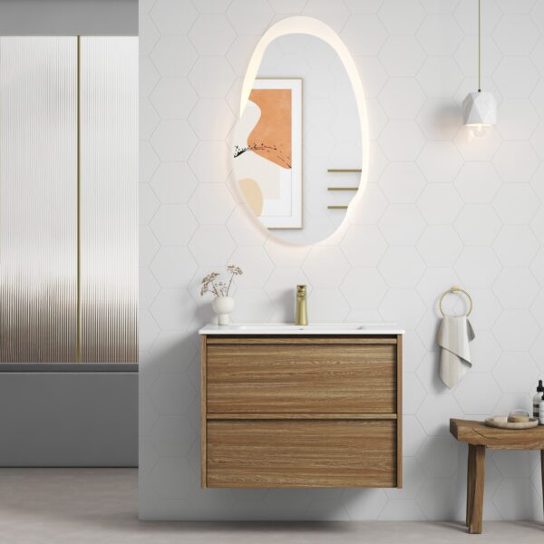 Venetta Framed Wall Hung 750mm Harvest Oak Cabinet