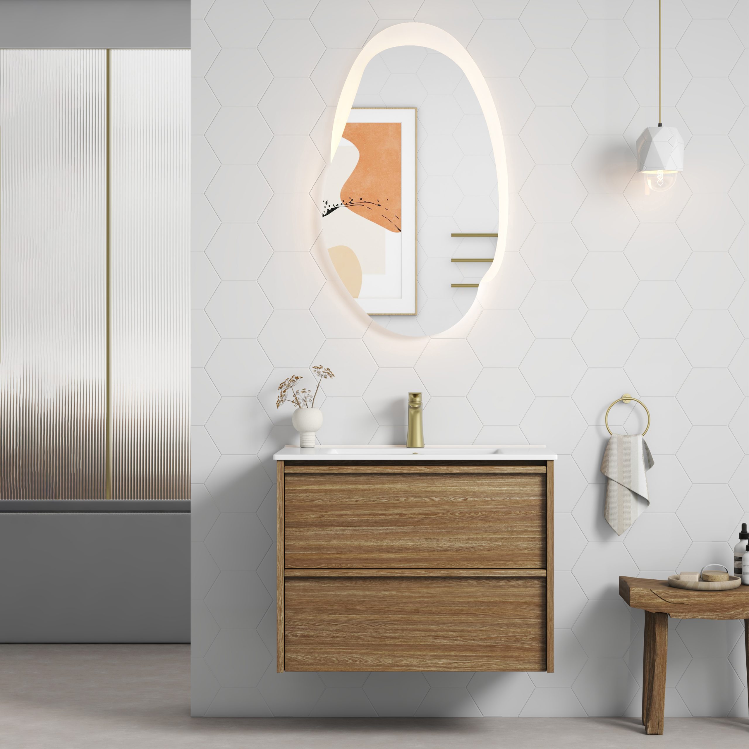 54552899LifestyleVE750WHA1-1-scaled-1.jpg Venetta Framed Wall Hung 750mm Harvest Oak Cabinet - Image 1