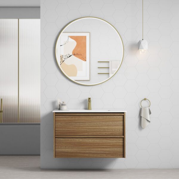 Venetta Framed Wall Hung 900mm Harvest Oak Cabinet