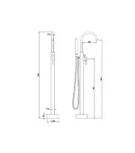 Mica Freestanding Bath Mixer with Hand Shower - Image 8