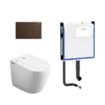 Crawford Inwall Cistern Floor Pan Smart Toilet With Matte White Flush Plate - Image 4