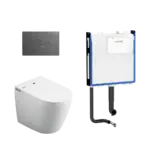 Crawford Inwall Cistern Floor Pan Smart Toilet With Matte White Flush Plate - Image 2