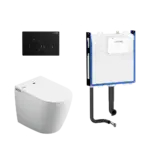 Crawford Inwall Cistern Floor Pan Smart Toilet With Matte White Flush Plate - Image 6