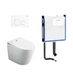Crawford Inwall Cistern Floor Pan Smart Toilet With Matte White Flush Plate - Image 7