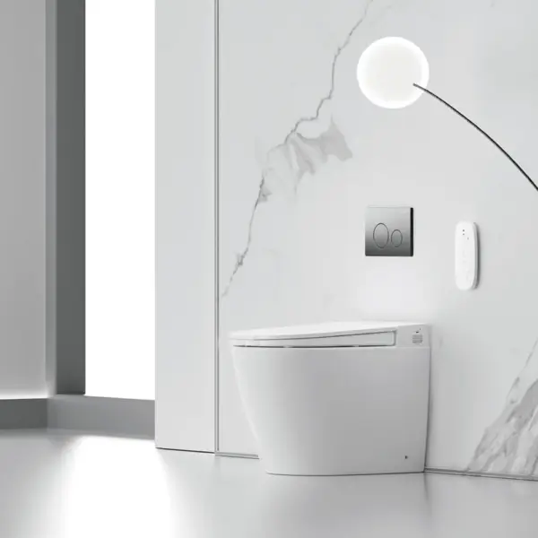 Crawford Inwall Cistern Floor Pan Smart Toilet With Matte White Flush Plate