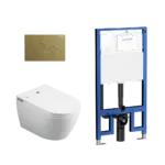 Sesto Inwall Cistern Wall Hung Smart Toilet With Brushed Nickel Flush Plate - Image 7