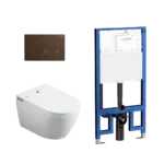 Sesto Inwall Cistern Wall Hung Smart Toilet With Brushed Nickel Flush Plate - Image 2