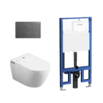 Sesto Inwall Cistern Wall Hung Smart Toilet With Brushed Nickel Flush Plate - Image 3