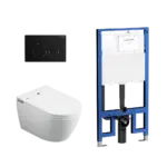 Sesto Inwall Cistern Wall Hung Smart Toilet With Brushed Nickel Flush Plate - Image 4