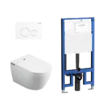 Sesto Inwall Cistern Wall Hung Smart Toilet With Brushed Nickel Flush Plate - Image 5