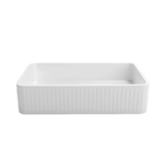 Hudson Square 520x320x120 Concrete Fluted White Basin - Image 4
