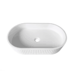 Hudson Oval 600x350x120 Concrete Fluted White Basin