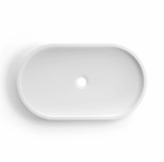 Hudson Oval 600x350x120 Concrete Fluted White Basin - Image 2