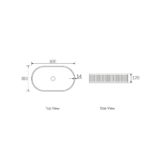 Hudson Oval 600x350x120 Concrete Fluted White Basin - Image 5