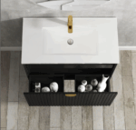Marlo 900mm Matte Black Wall Hung Vanity - Image 2