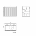 Marlo 750mm Matte Black Wall Hung Vanity - Image 4